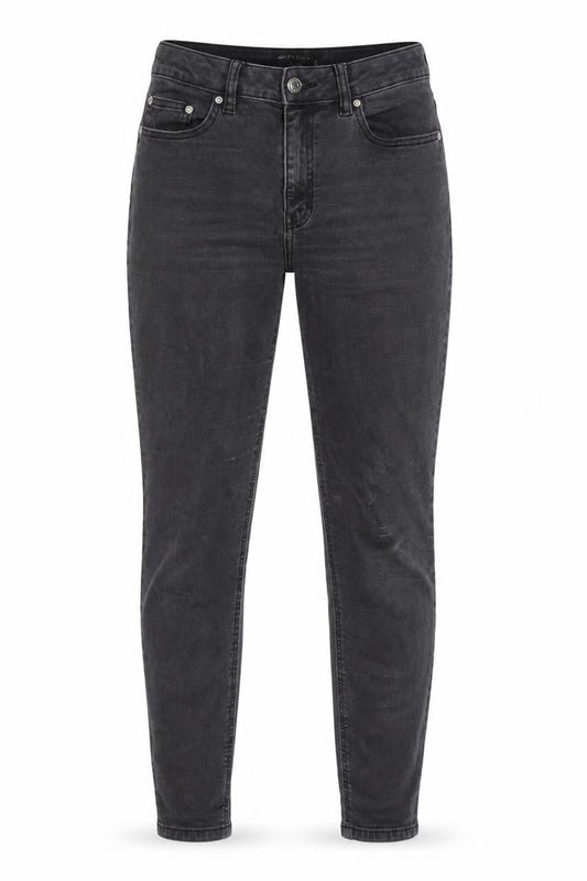 Front view of ASOS women’s grey cotton skinny jeans, size UK 28, in, 30-inch leg regular zip - pockets, belt loops