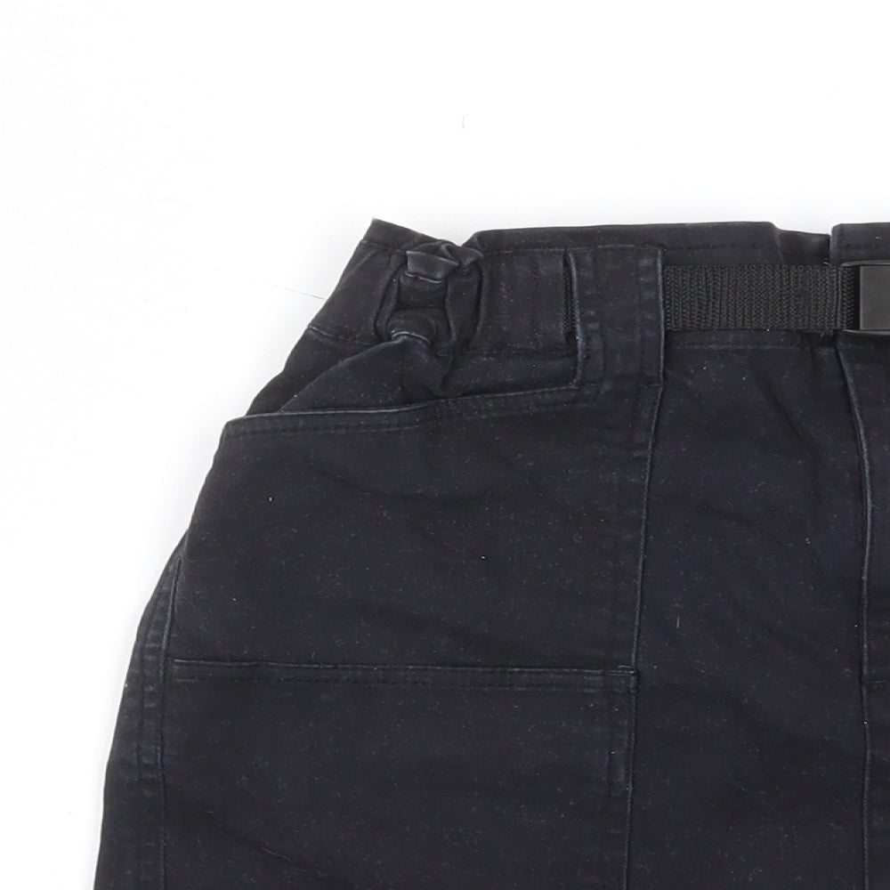 Hollister Womens Black Cotton A-Line Skirt Size XS Zip - Pockets, Belt Loops, Belted