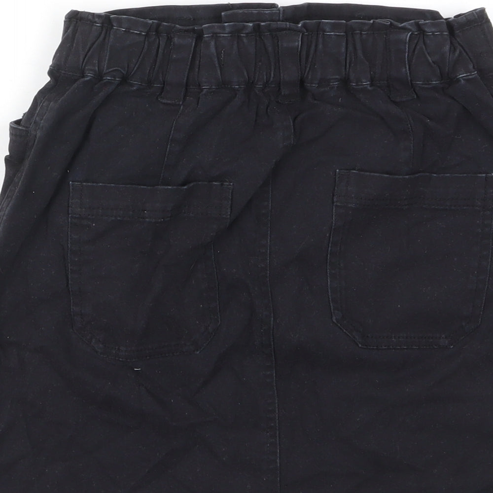 Hollister Womens Black Cotton A-Line Skirt Size XS Zip - Pockets, Belt Loops, Belted