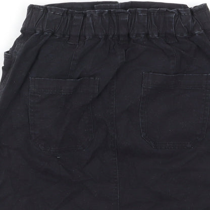 Hollister Womens Black Cotton A-Line Skirt Size XS Zip - Pockets, Belt Loops, Belted