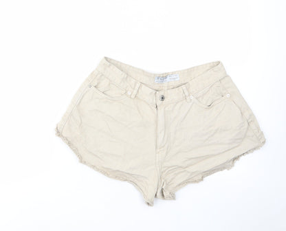 Denim & Supply Womens Beige Cotton Hot Pants Shorts Size 12 L3 in Regular Zip - Pockets, Belt Loops