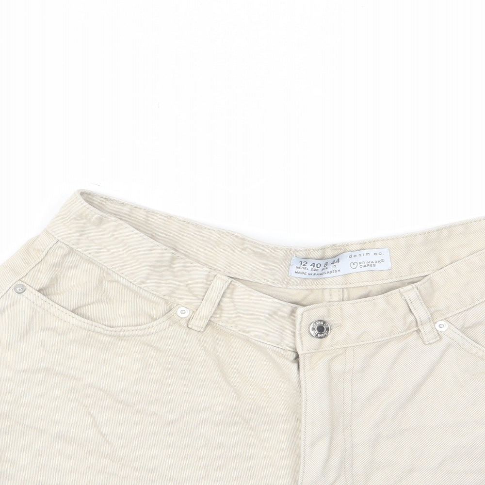 Denim & Supply Womens Beige Cotton Hot Pants Shorts Size 12 L3 in Regular Zip - Pockets, Belt Loops