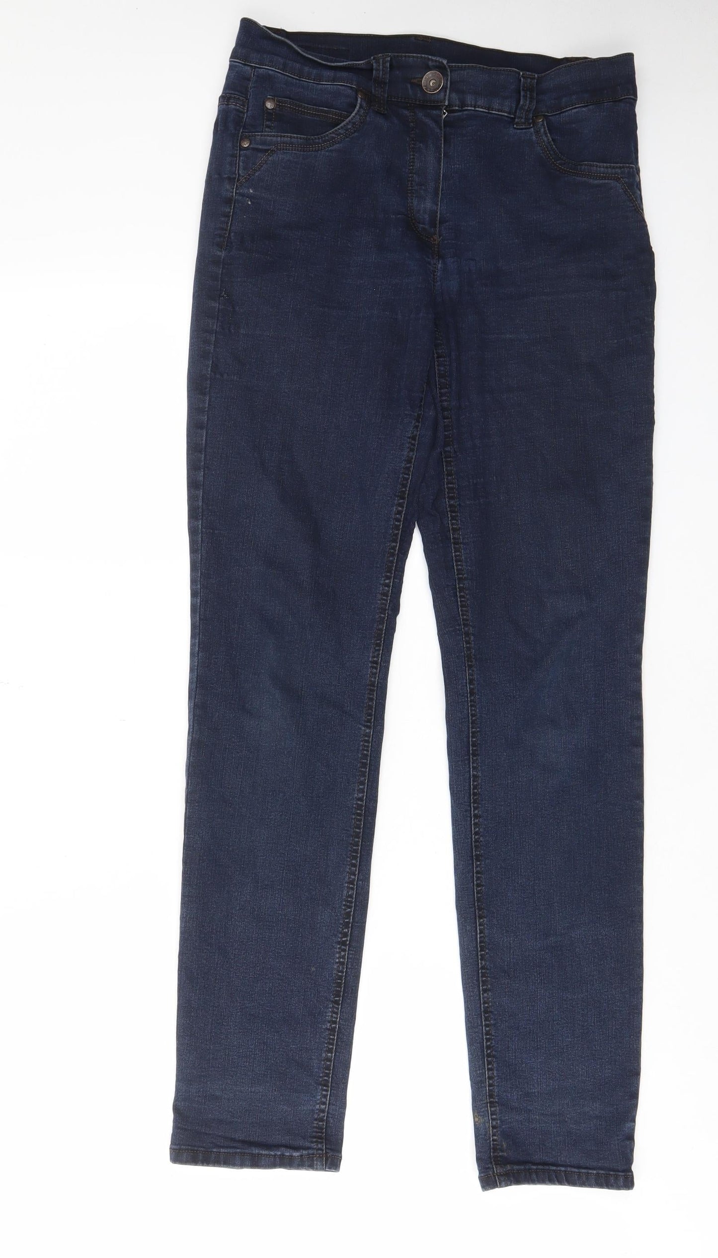 Magic Womens Blue Cotton Straight Jeans Size 10 L31 in Regular Zip - Pockets, Belt Loops