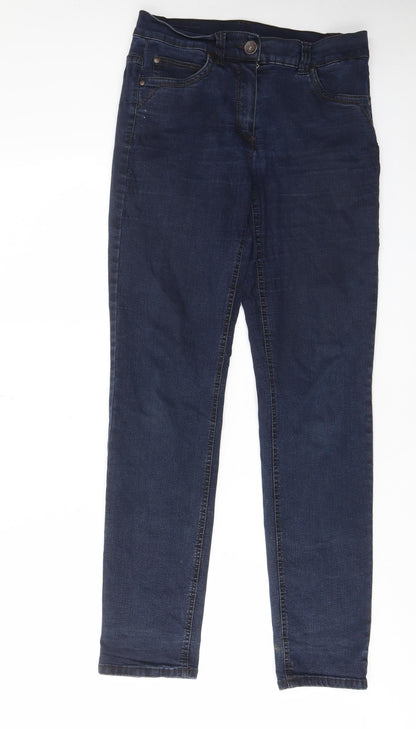 Magic Womens Blue Cotton Straight Jeans Size 10 L31 in Regular Zip - Pockets, Belt Loops