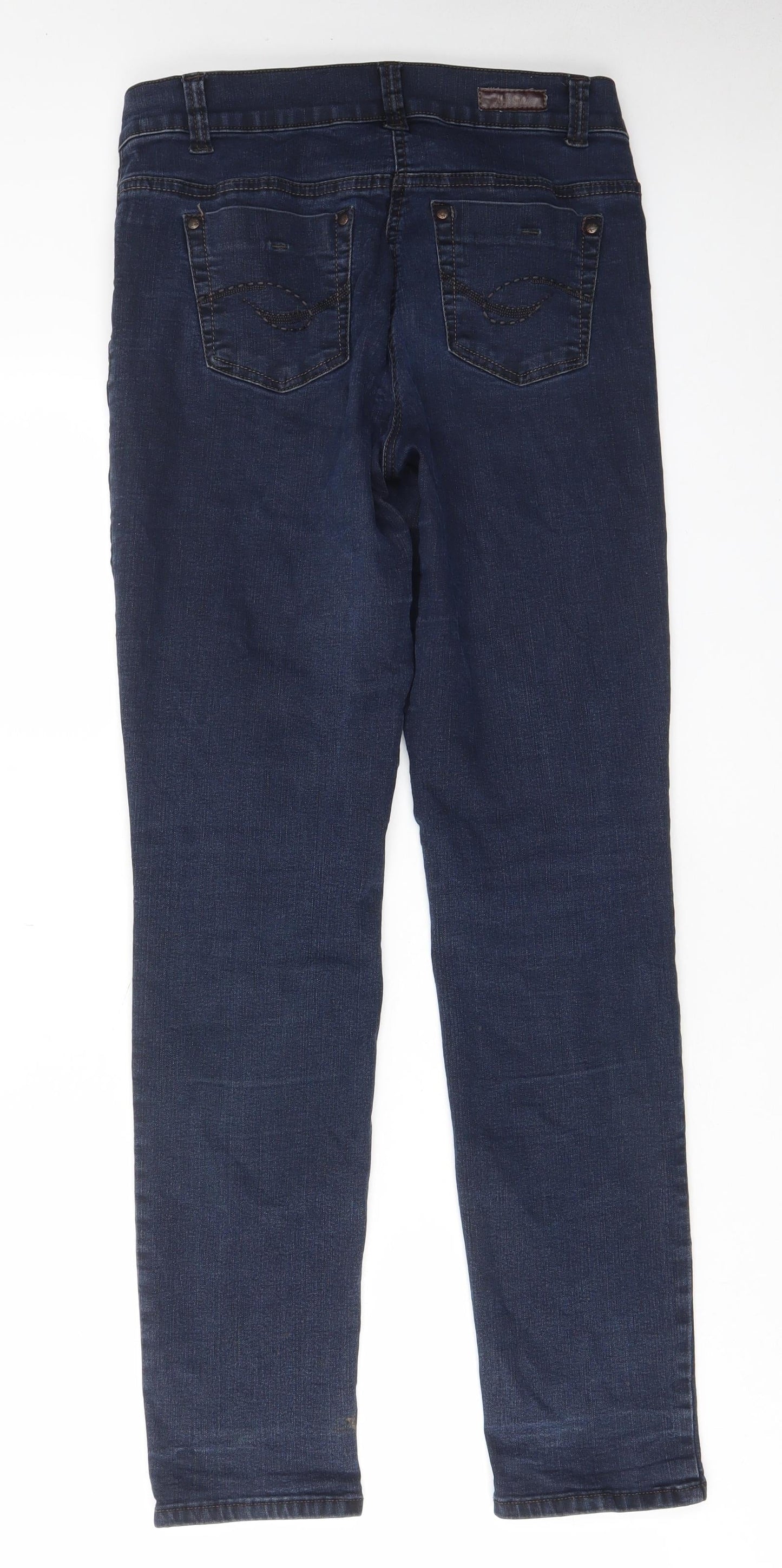 Magic Womens Blue Cotton Straight Jeans Size 10 L31 in Regular Zip - Pockets, Belt Loops