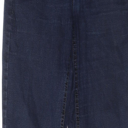 Magic Womens Blue Cotton Straight Jeans Size 10 L31 in Regular Zip - Pockets, Belt Loops