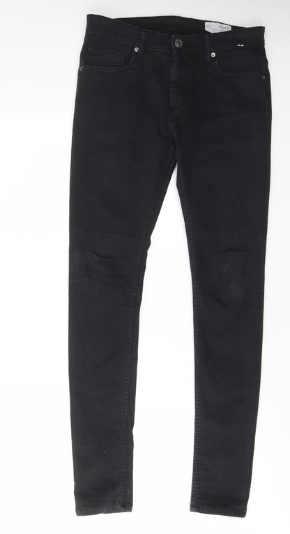 Denim & Co. Mens Black Cotton Skinny Jeans Size 32 in L34 in Regular Zip - Pockets, Belt Loops