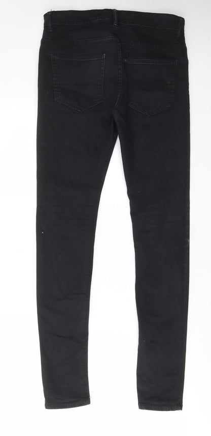 Denim & Co. Mens Black Cotton Skinny Jeans Size 32 in L34 in Regular Zip - Pockets, Belt Loops