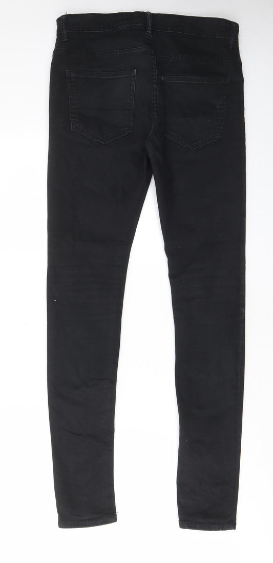 Denim & Co. Mens Black Cotton Skinny Jeans Size 32 in L34 in Regular Zip - Pockets, Belt Loops