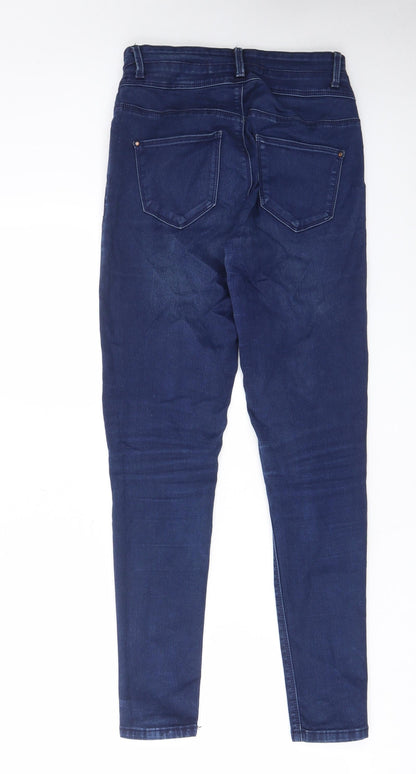 New Look Womens Blue Cotton Skinny Jeans Size 10 L28 in Regular Zip - Pockets, Belt Loops