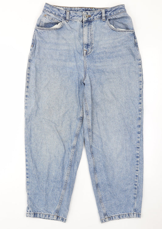 COLLUSION Womens Blue Cotton Boyfriend Jeans Size 30 in L32 in Regular Button - Pockets, Belt Loops