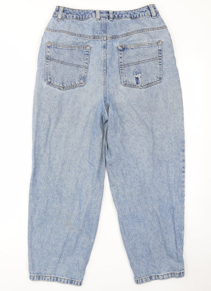 COLLUSION Womens Blue Cotton Boyfriend Jeans Size 30 in L32 in Regular Button - Pockets, Belt Loops