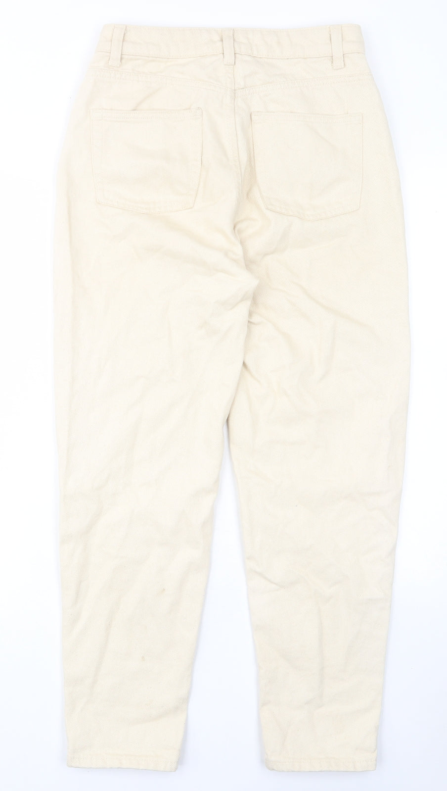 Denim & Co. Womens Beige Cotton Mom Jeans Size 10 L28 in Regular Button - Pockets, Belt Loops