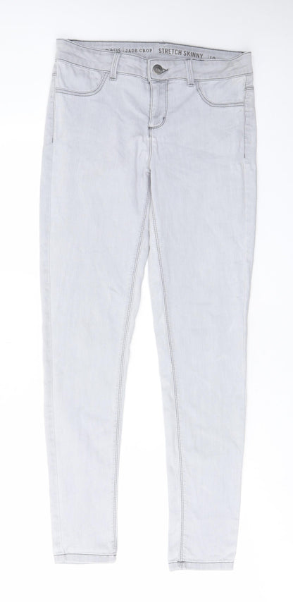 Oasis Womens Grey Cotton Skinny Jeans Size 10 L29 in Regular Zip - Pockets, Belt Loops