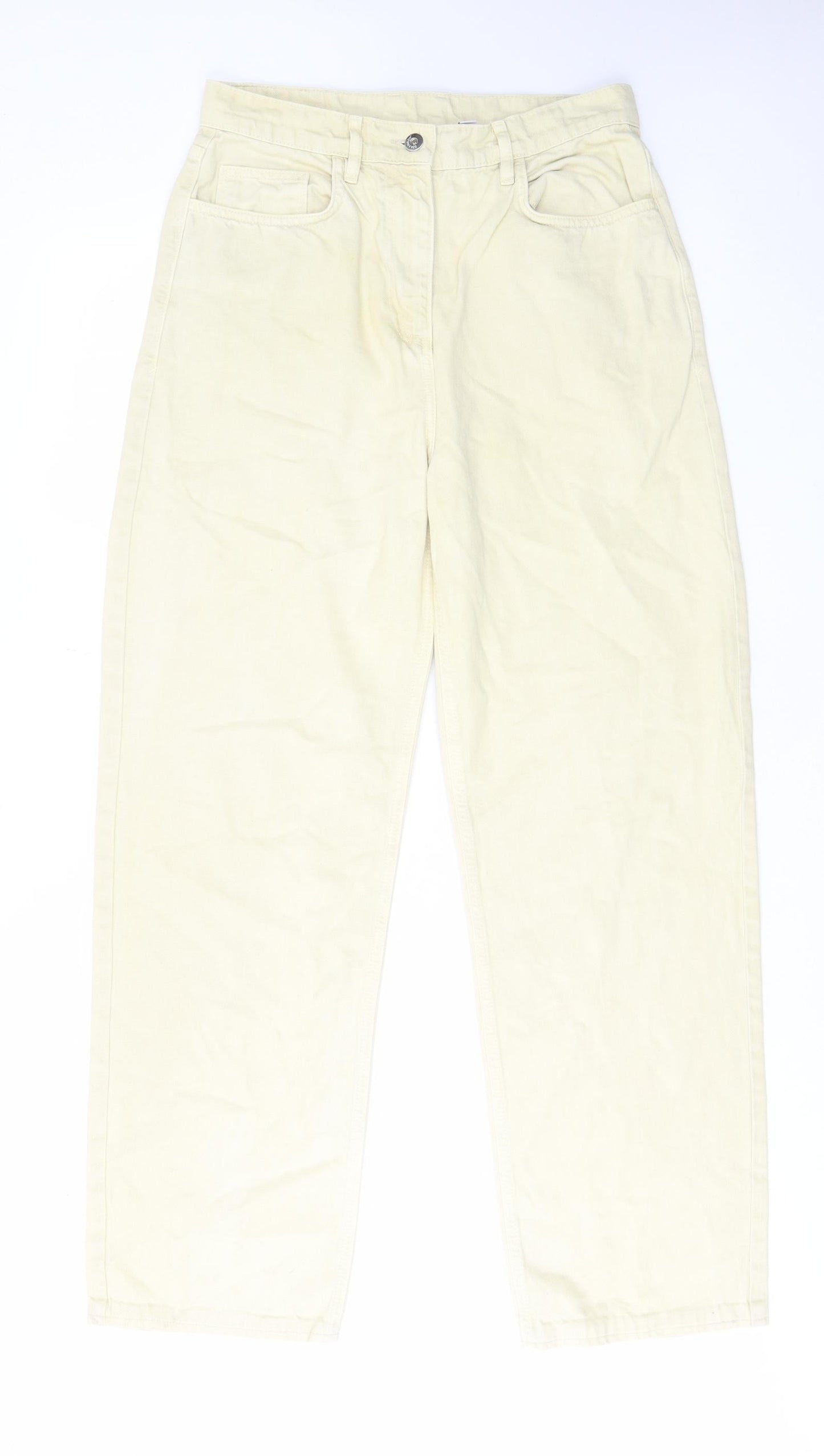 COLLUSION Womens Yellow Cotton Straight Jeans Size 30 in L36 in Regular Zip - Pockets, Belt Loops