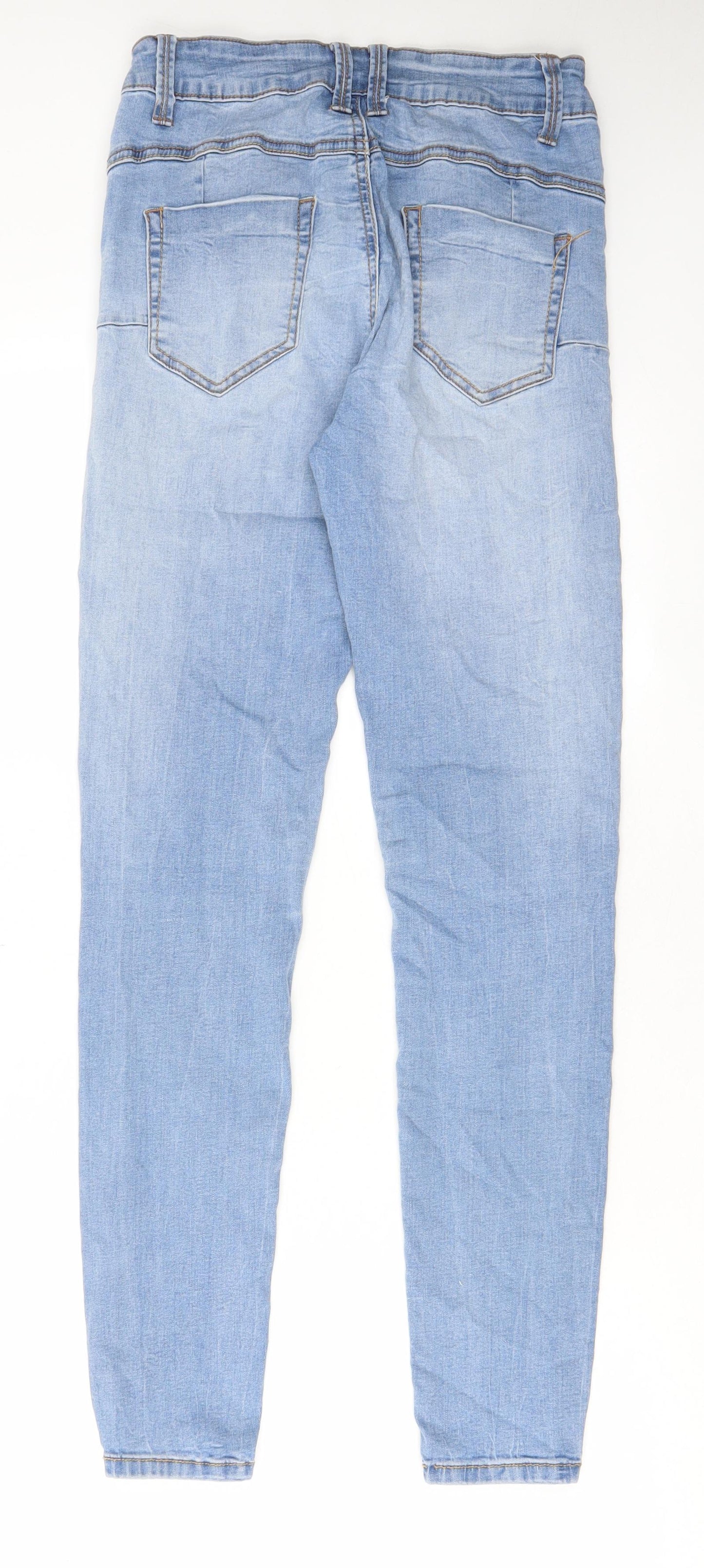 Denim & Co. Womens Blue Cotton Skinny Jeans Size 10 L28 in Regular Zip - Pockets, Belt Loops