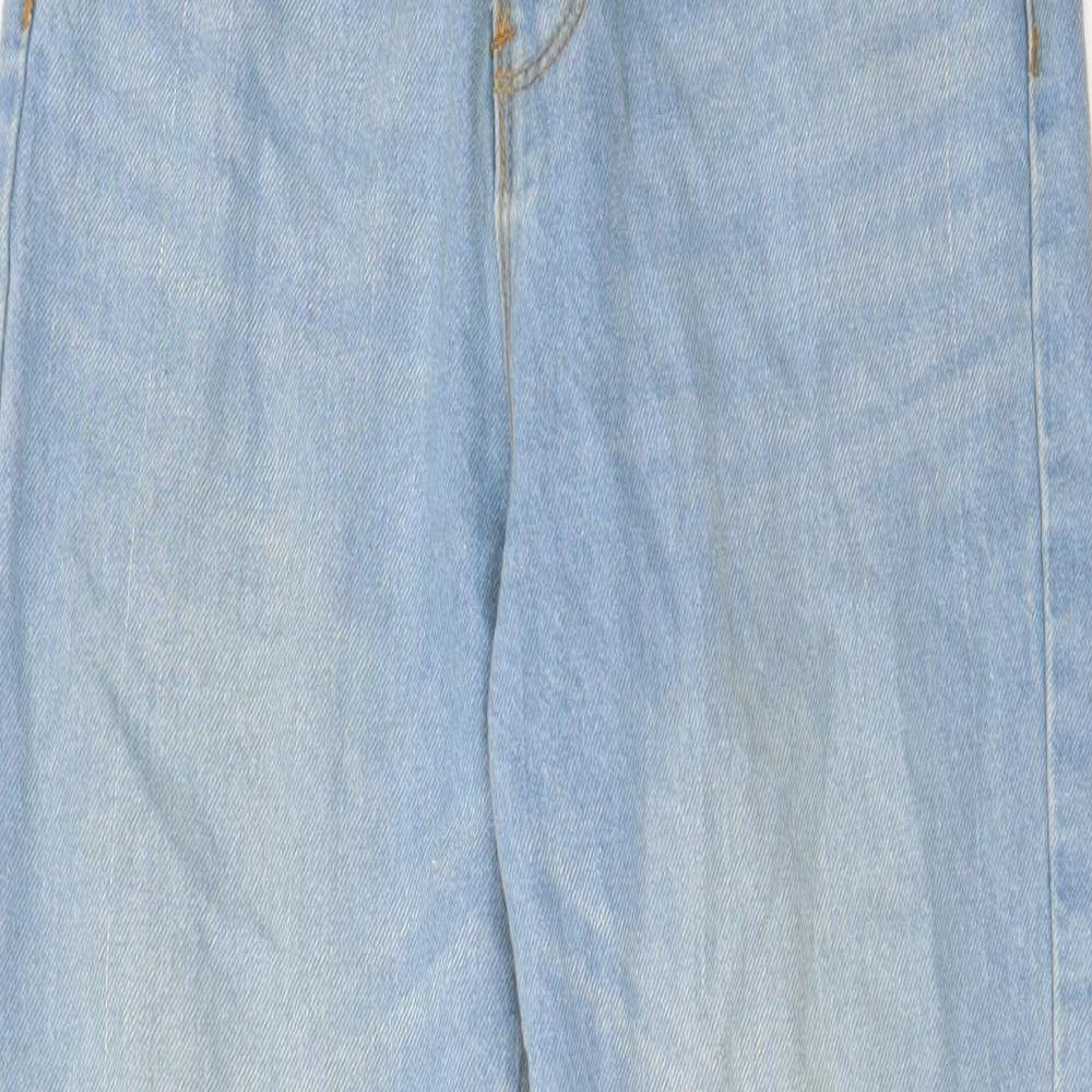 Boohoo Womens Blue Cotton Straight Jeans Size 6 L29 in Regular Zip - Pockets, Belt Loops