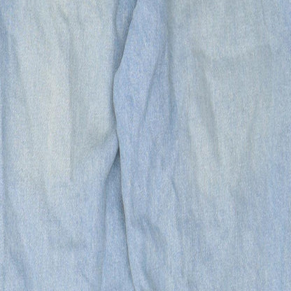 Boohoo Womens Blue Cotton Straight Jeans Size 6 L29 in Regular Zip - Pockets, Belt Loops