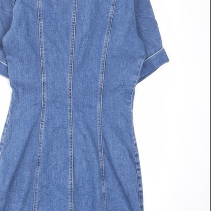 Zara Womens Brown Cotton A-Line Size S Collared Button - Pocket