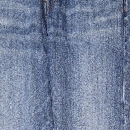 H&M Mens Blue Cotton Straight Jeans Size 36 in L32 in Slim Button - Pockets, Belt Loops