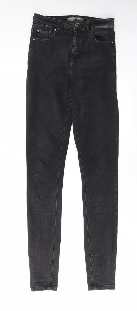 Denim & Co. Womens Black Cotton Skinny Jeans Size 10 L31 in Regular Zip - Pockets, Belt Loops