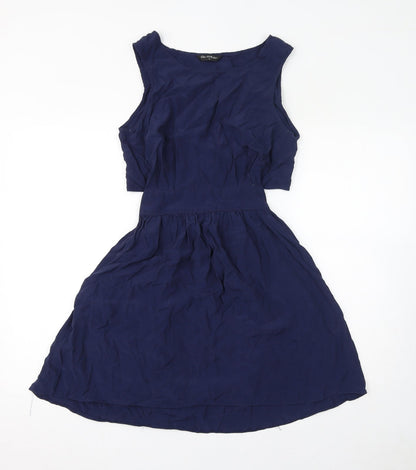 Miss Selfridge Womens Blue Polyester A-Line Size 12 Round Neck Pullover