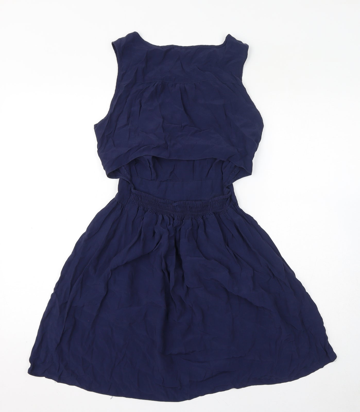 Miss Selfridge Womens Blue Polyester A-Line Size 12 Round Neck Pullover