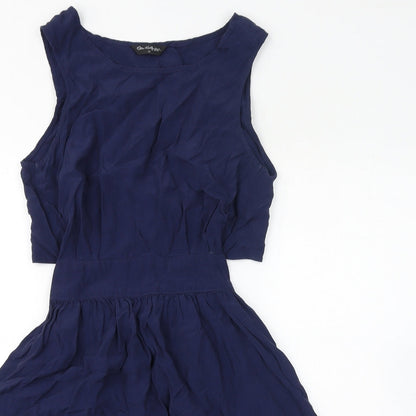 Miss Selfridge Womens Blue Polyester A-Line Size 12 Round Neck Pullover