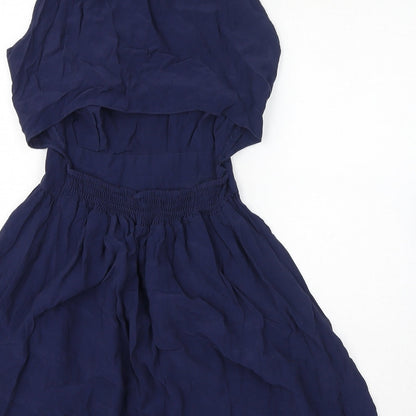 Miss Selfridge Womens Blue Polyester A-Line Size 12 Round Neck Pullover