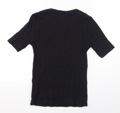 Uniqlo Womens Black Cotton Jersey T-Shirt Size S Round Neck