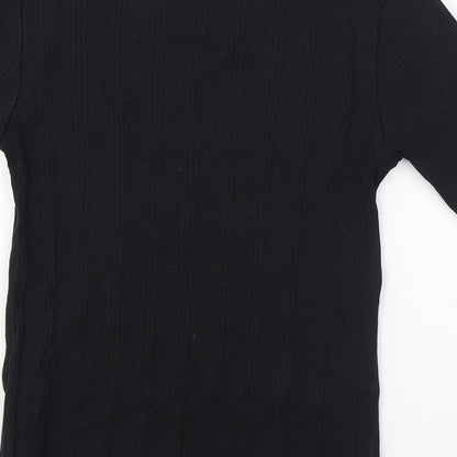 Uniqlo Womens Black Cotton Jersey T-Shirt Size S Round Neck