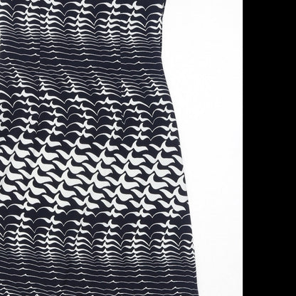 Lyse Spenard Womens Blue Geometric Polyester Bodycon Size S V-Neck Pullover