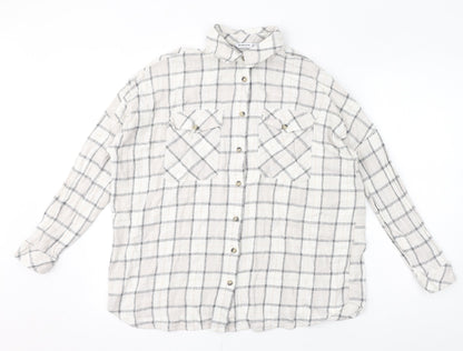 Womens UK Size S Stradivarius Ivory Basic Button-Up