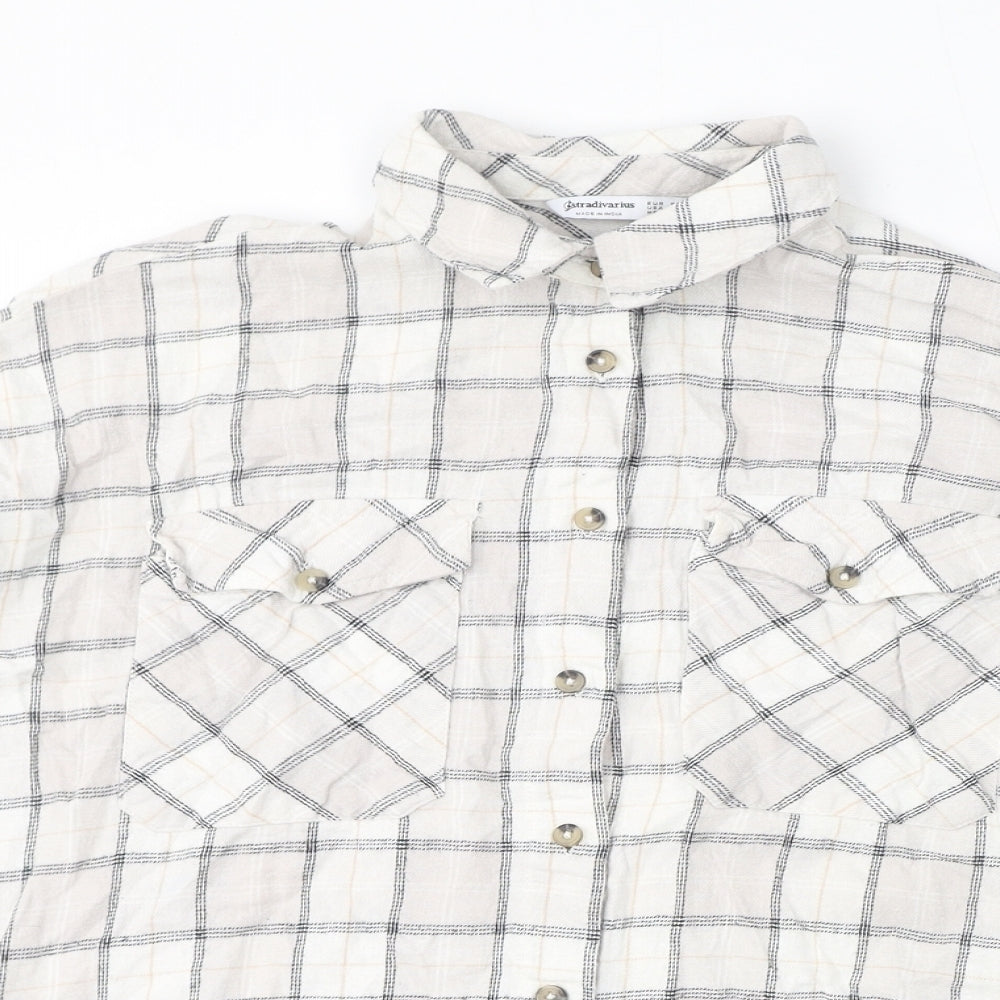 Womens UK Size S Stradivarius Ivory Basic Button-Up