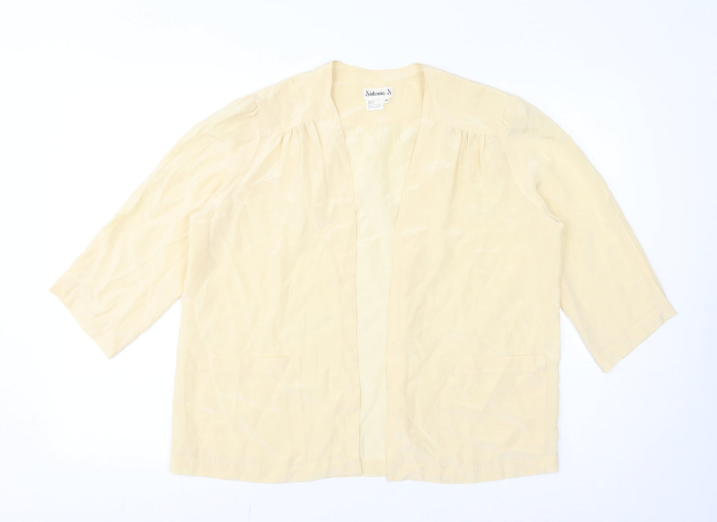 Sidonie. S Womens Yellow V-Neck Silk Cape Jumper Size 14