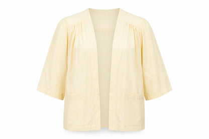 Sidonie. S Womens Yellow V-Neck Silk Cape Jumper Size 14