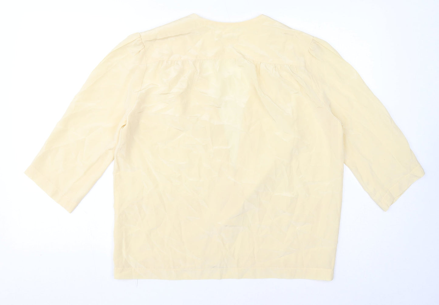 Sidonie. S Womens Yellow V-Neck Silk Cape Jumper Size 14