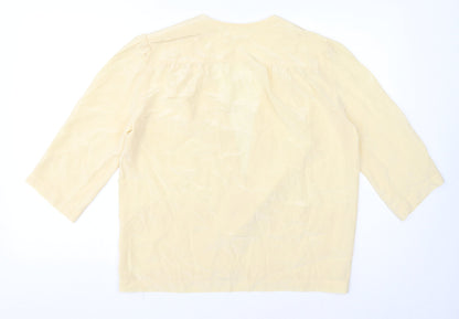 Sidonie. S Womens Yellow V-Neck Silk Cape Jumper Size 14