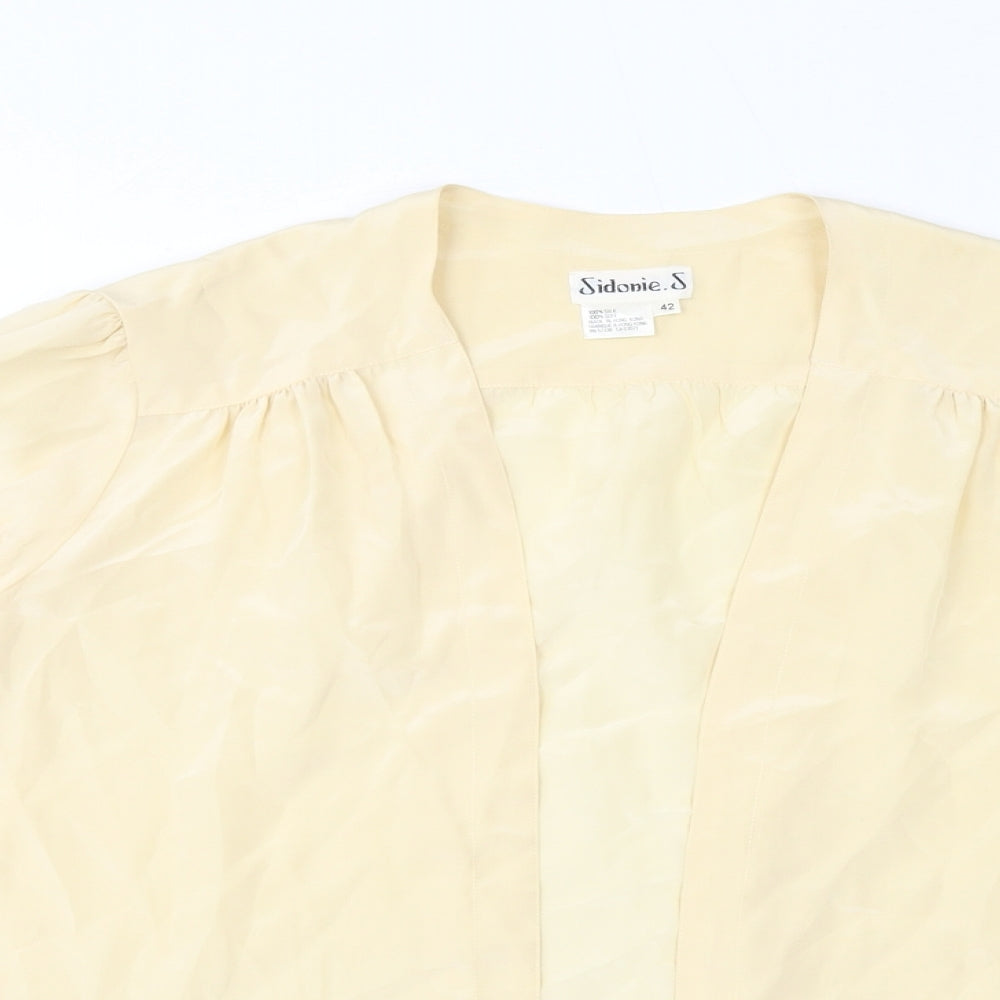 Sidonie. S Womens Yellow V-Neck Silk Cape Jumper Size 14