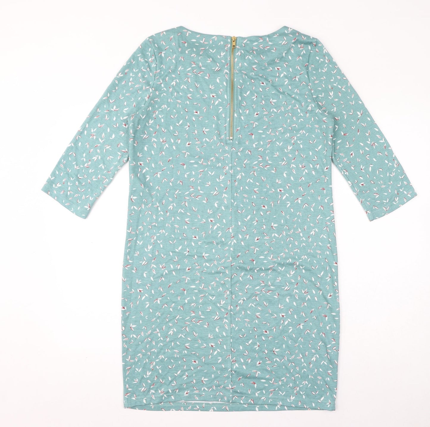 VILA Womens Blue Geometric Polyester T-Shirt Dress Size M Round Neck Pullover - Leaves