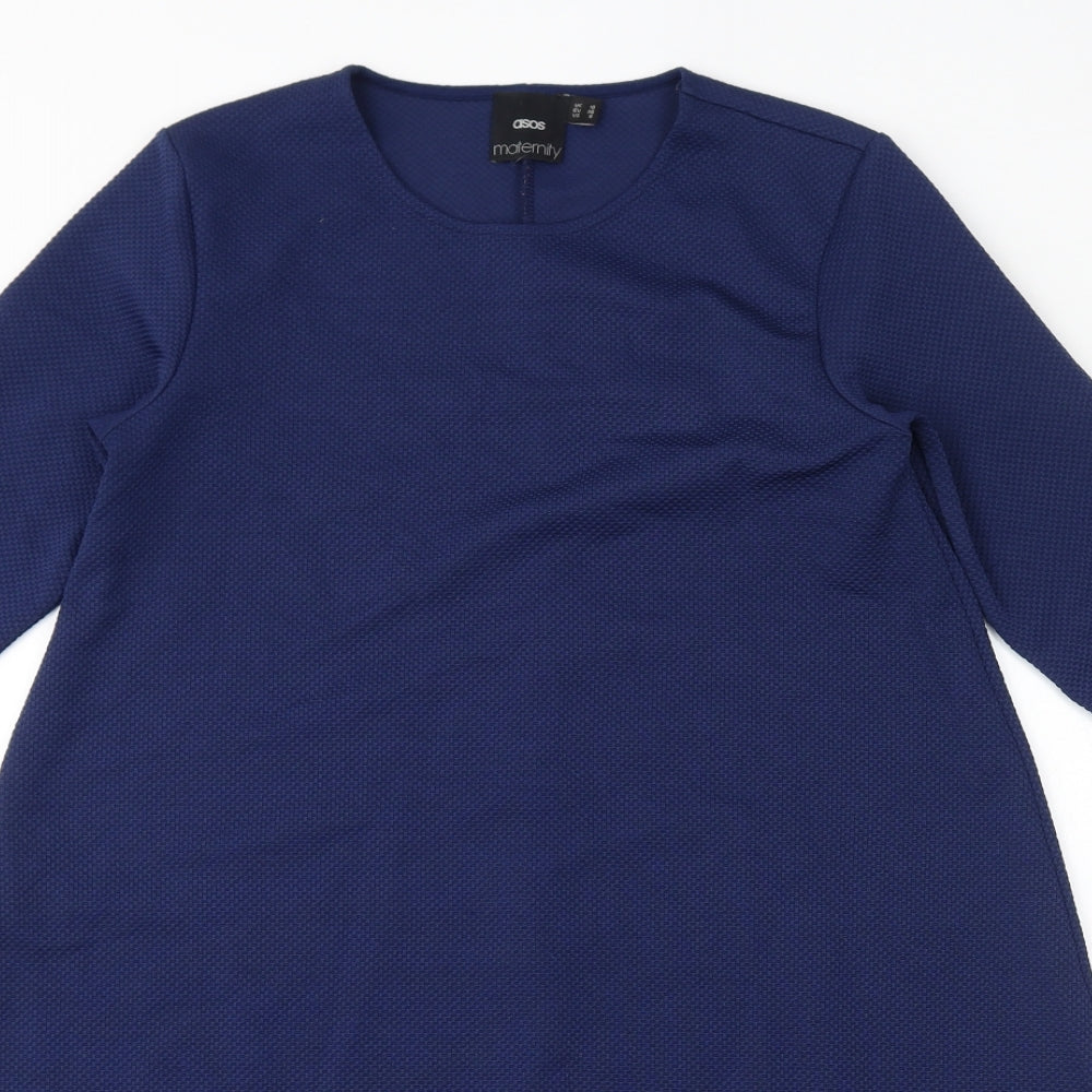 ASOS Womens Blue Polyester A-Line Size 10 Round Neck Pullover - Maternity
