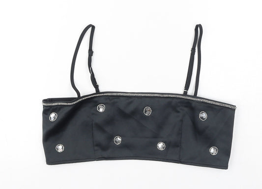 Nasty Gal Womens Grey Geometric Polyester Camisole T-Shirt Size 6 Square Neck - Sequins, Beads, Circles