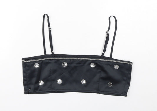 Nasty Gal Womens Grey Geometric Polyester Camisole T-Shirt Size 6 Square Neck - Sequins, Beads, Circles