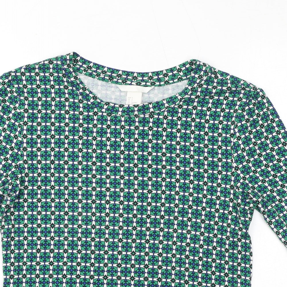 Womens UK Size S H&M Green Basic T-Shirt