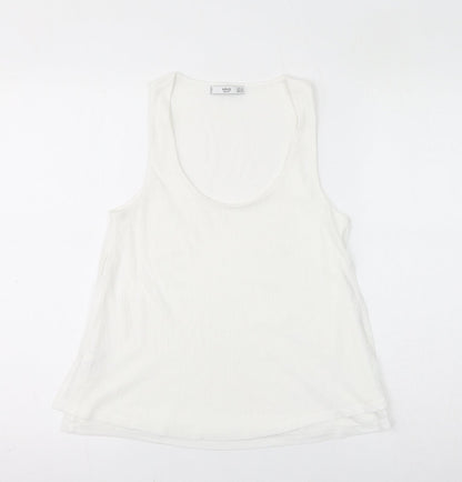 Womens UK Size S Mango White Basic Tank