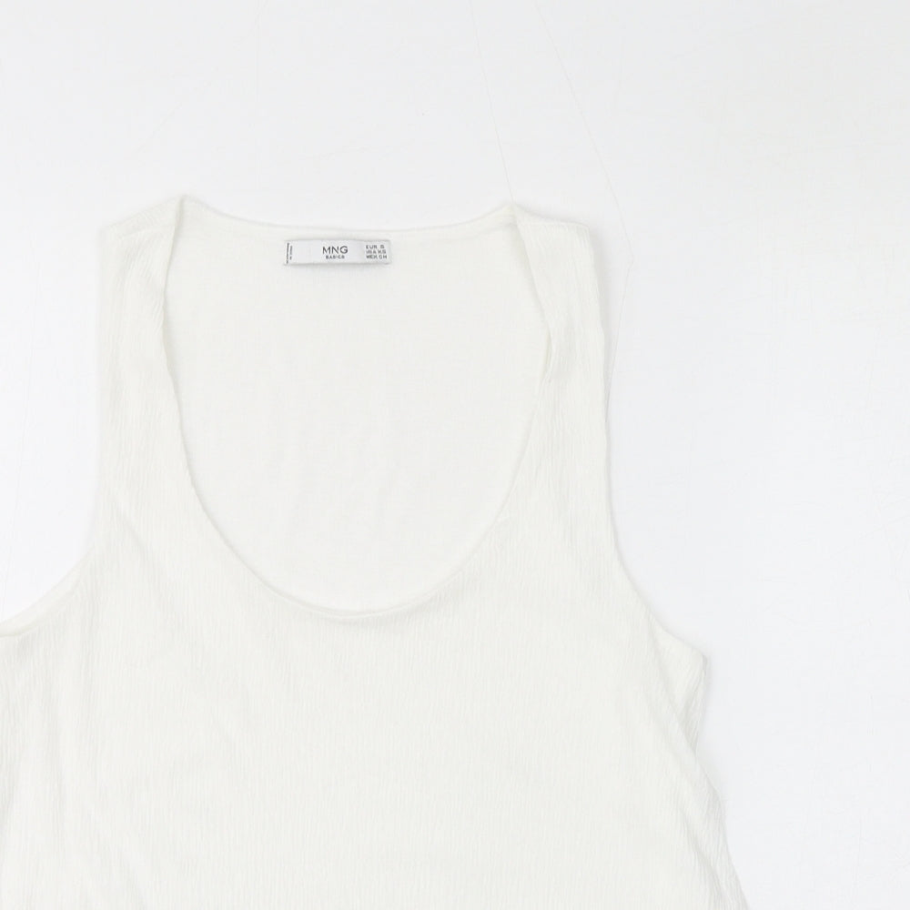 Womens UK Size S Mango White Basic Tank