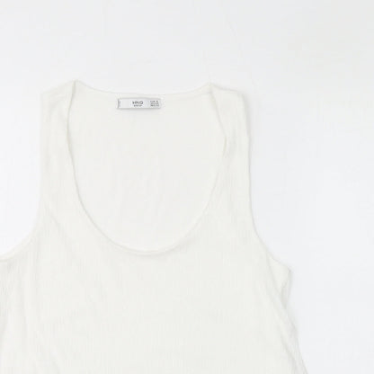 Womens UK Size S Mango White Basic Tank