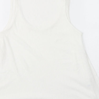 Womens UK Size S Mango White Basic Tank