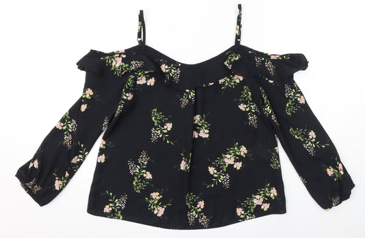 Womens UK Size 8 Dorothy Perkins Black Basic Blouse