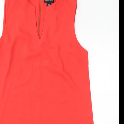 Adrienne Vittadini Womens Red Polyester Tank Dress Size 12 V-Neck Zip